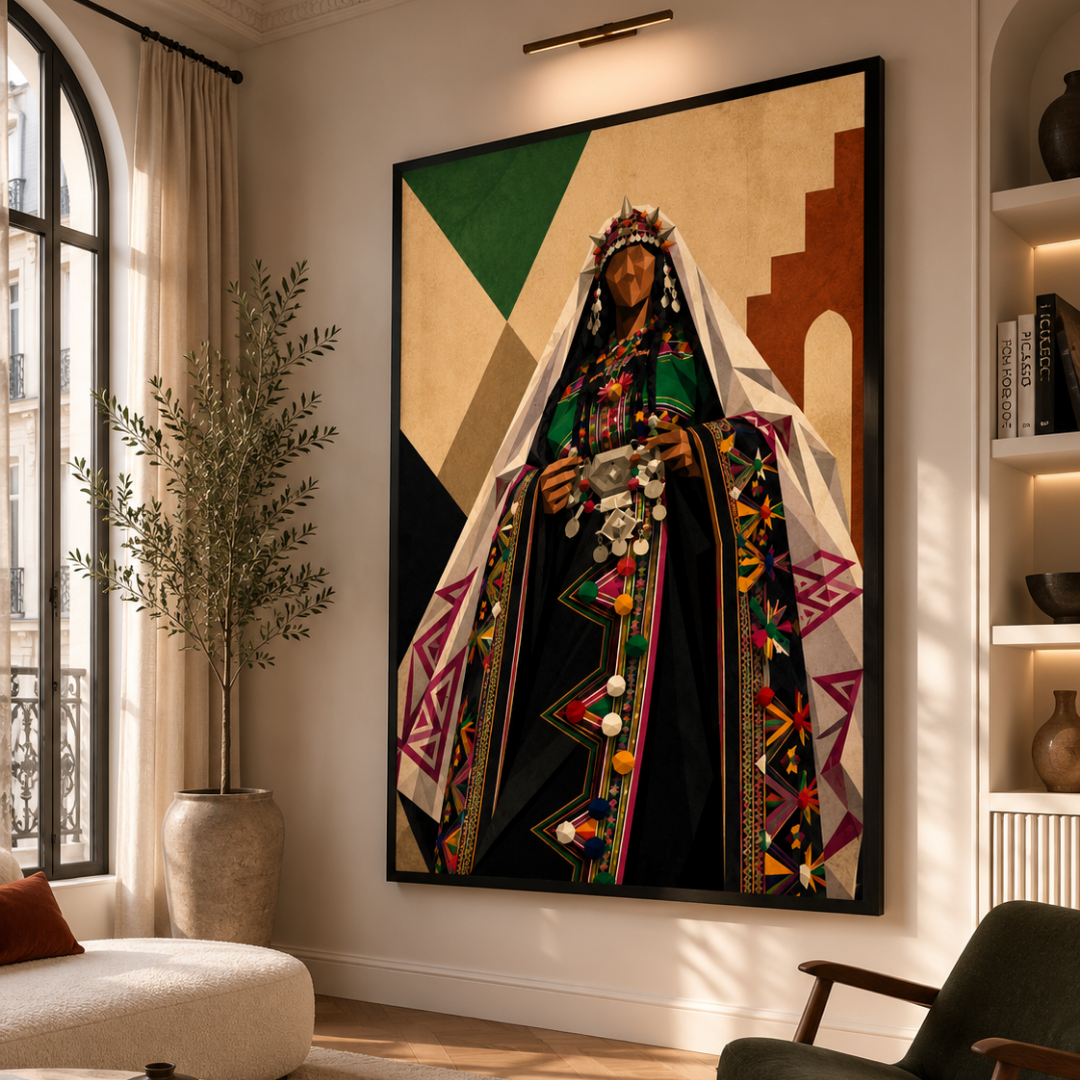 Tableau marocain – Femme Amazigh Cubisme
