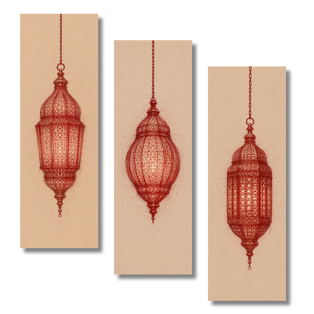 Triptyque Tableaux - Dessins Lustres Marocains