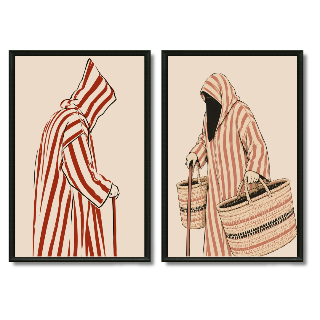 Duo Tableaux - Les Djellabistes – 2xXS : 30x20cm, Tableau en toile, Pas de cadre