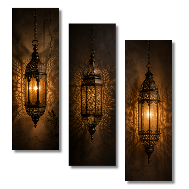 Triptyque Tableaux - Lustres Marocains
