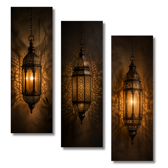 Triptyque Tableaux - Lustres Marocains