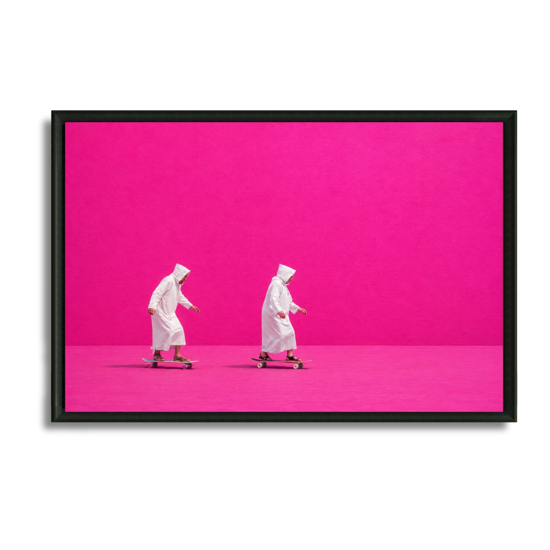 Tableau marocain – Skate rose - Horizontal – XS : 30x20cm, Tableau en toile, Pas de cadre
