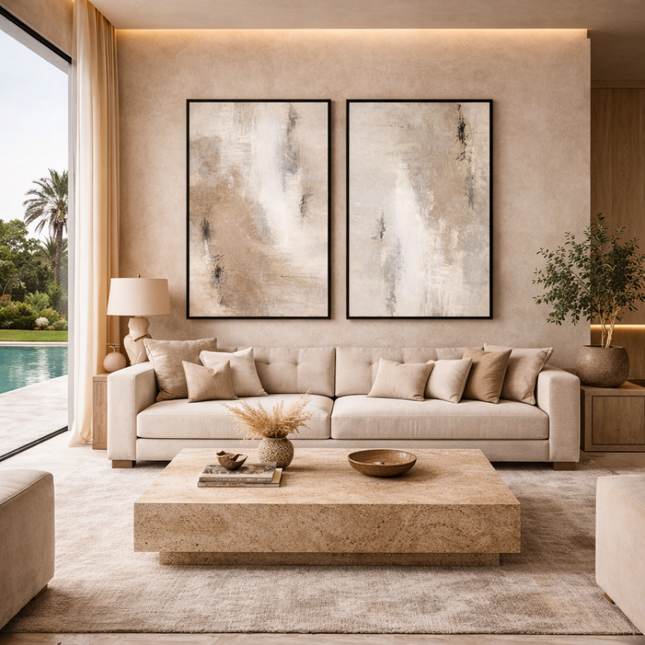Duo Tableaux - Taupe abstrait