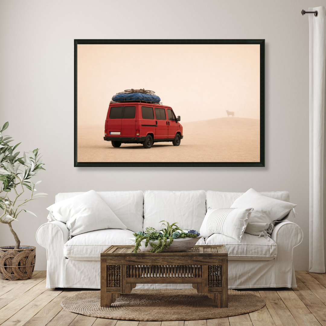 Tableau marocain – j5 version Rouge – XS : 30x20cm, Tableau en toile, Cadre Américain Noir