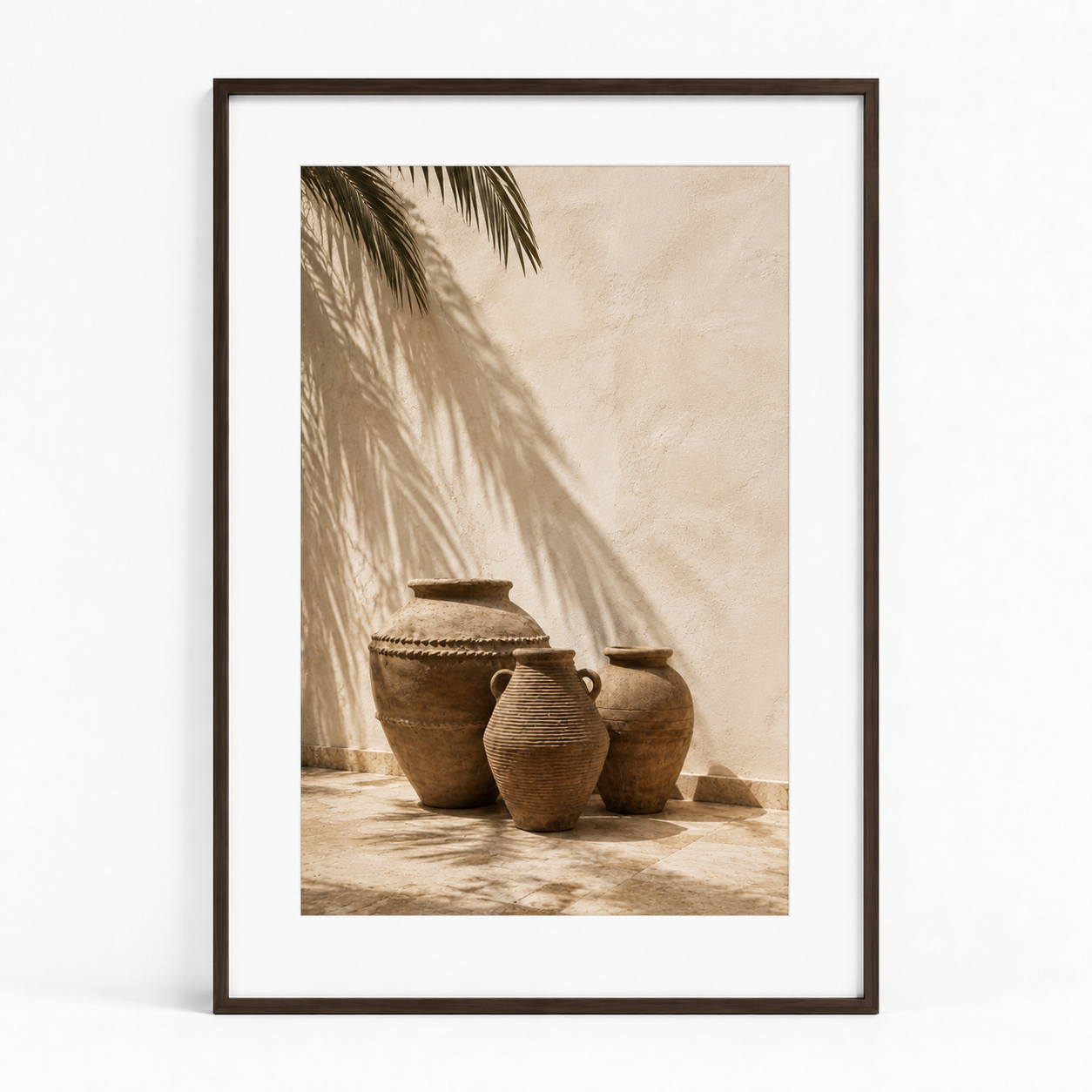 Tableau encadré Marocain – Les Amphores – Tableau Encadré Premium, S : 30x20cm, Cadre Noir Mat