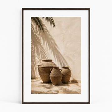 Tableau encadré Marocain – Les Amphores – Tableau Encadré Premium, S : 30x20cm, Cadre Noir Mat