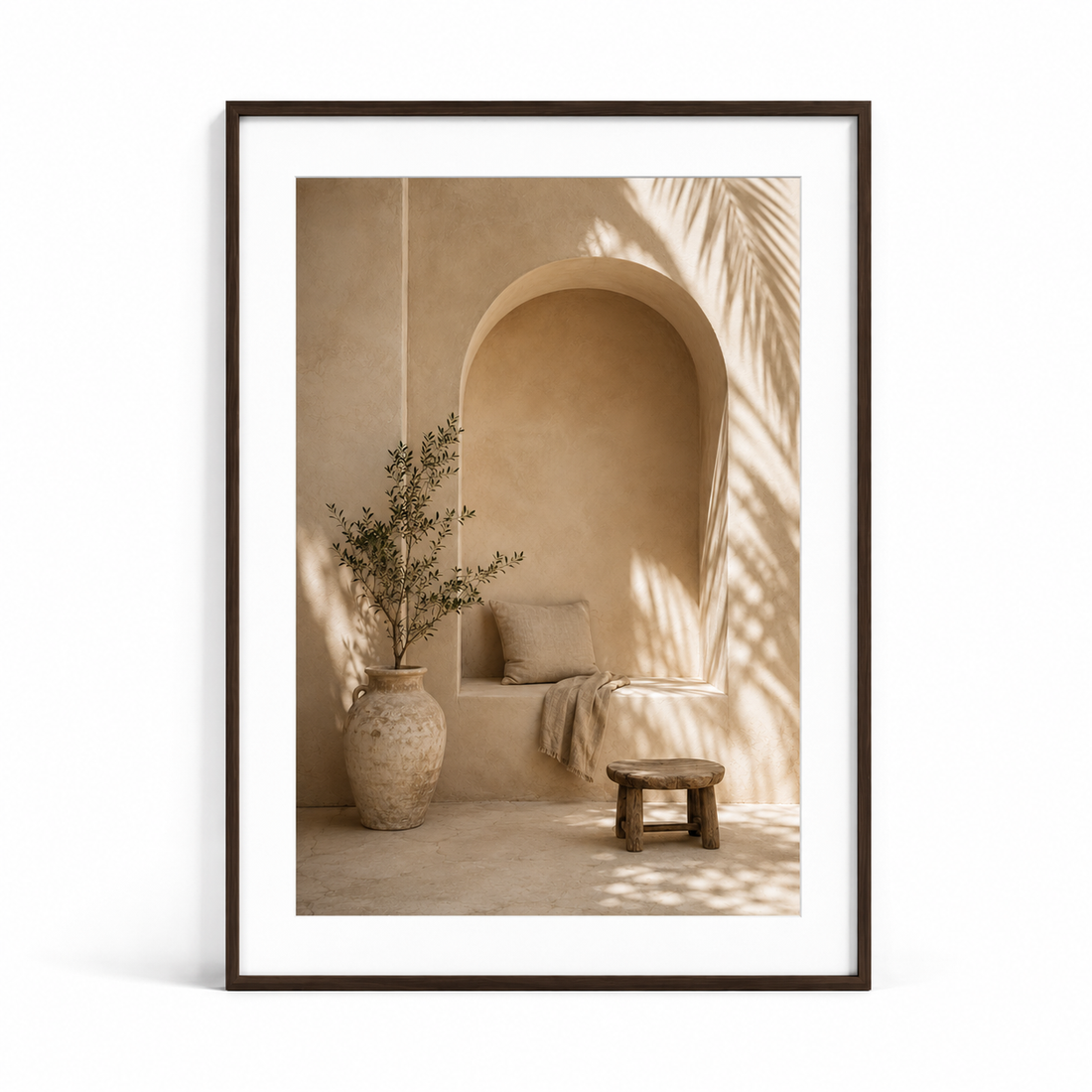 Tableau encadré Marocain – Le Silence – Tableau Encadré Premium, S : 30x20cm, Cadre Noir Mat