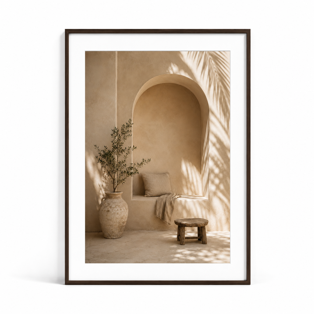 Tableau encadré Marocain – Le Silence – Tableau Encadré Premium, S : 30x20cm, Cadre Noir Mat