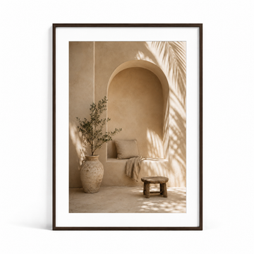 Tableau encadré Marocain – Le Silence – Tableau Encadré Premium, S : 30x20cm, Cadre Noir Mat