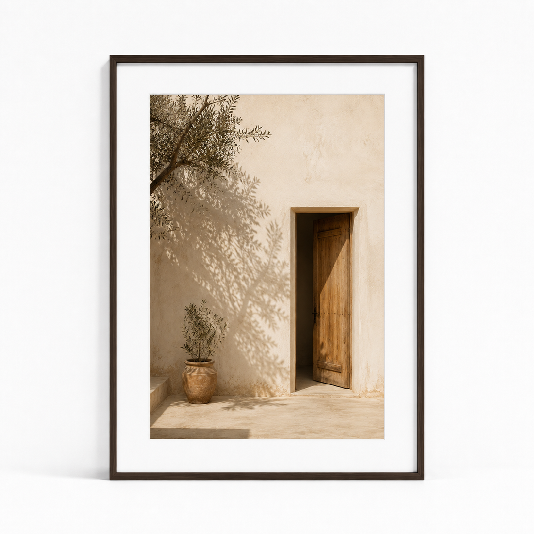 Tableau encadré Marocain – Lumière d'Argan – Tableau Encadré Premium, S : 30x20cm, Cadre Noir Mat