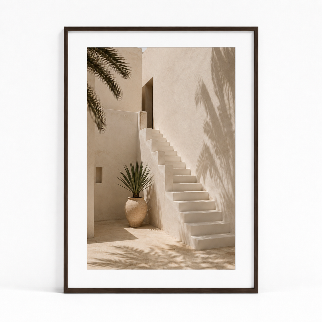Tableau encadré Marocain – Horizon Ocre – Tableau Encadré Premium, S : 30x20cm, Cadre Noir Mat