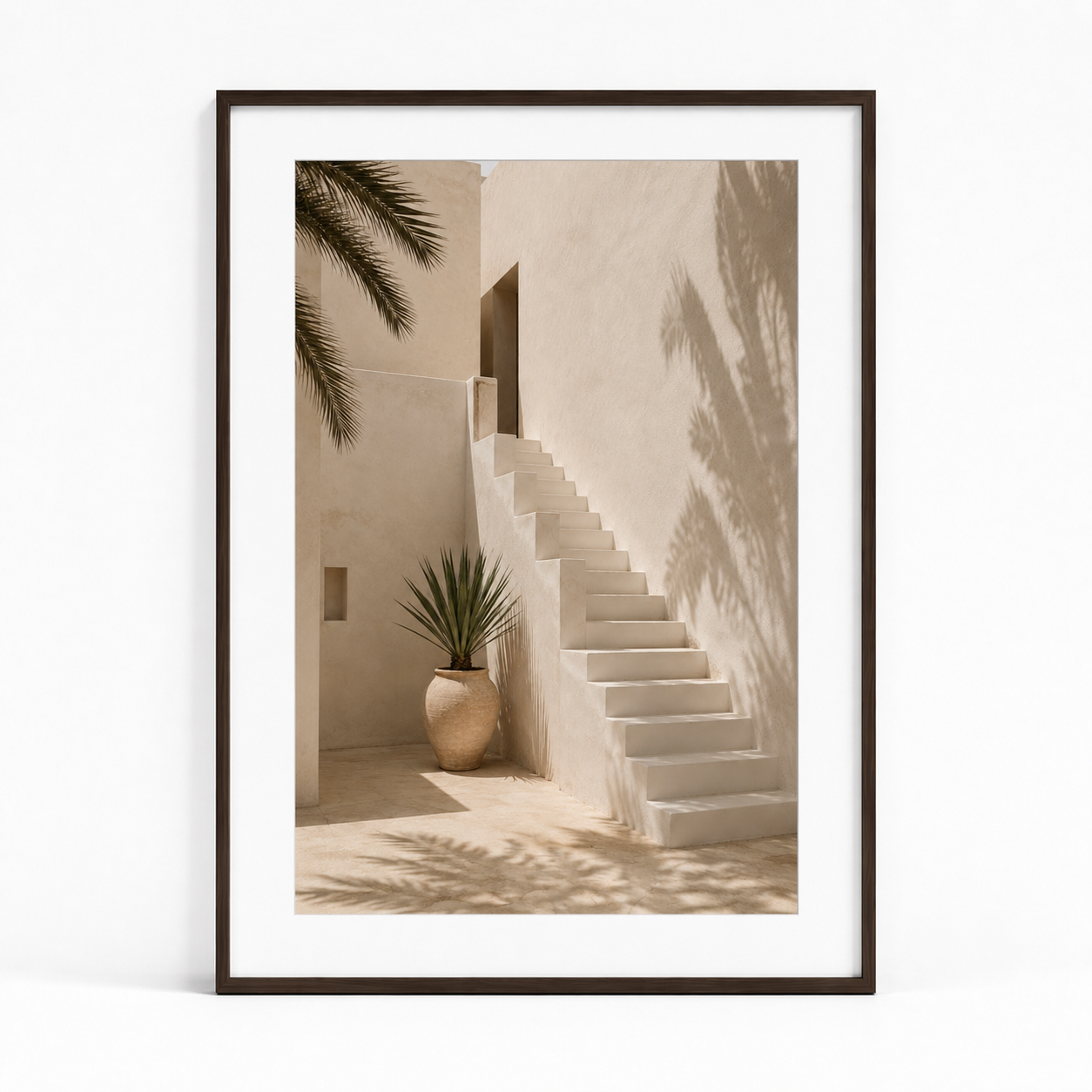 Tableau encadré Marocain – Horizon Ocre – Tableau Encadré Premium, S : 30x20cm, Cadre Noir Mat