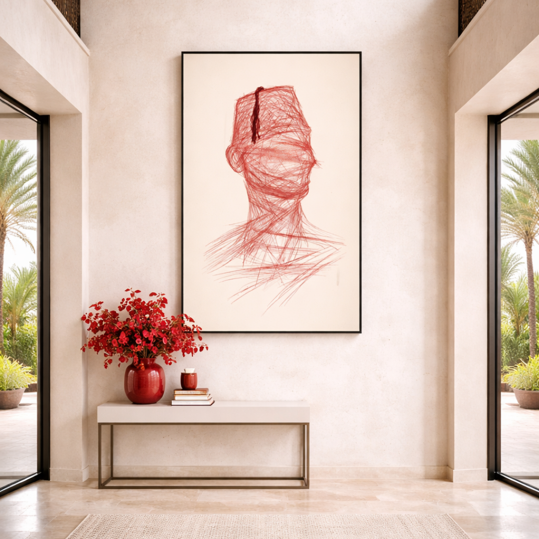 Tableau Tarbouch Draw marocain détail