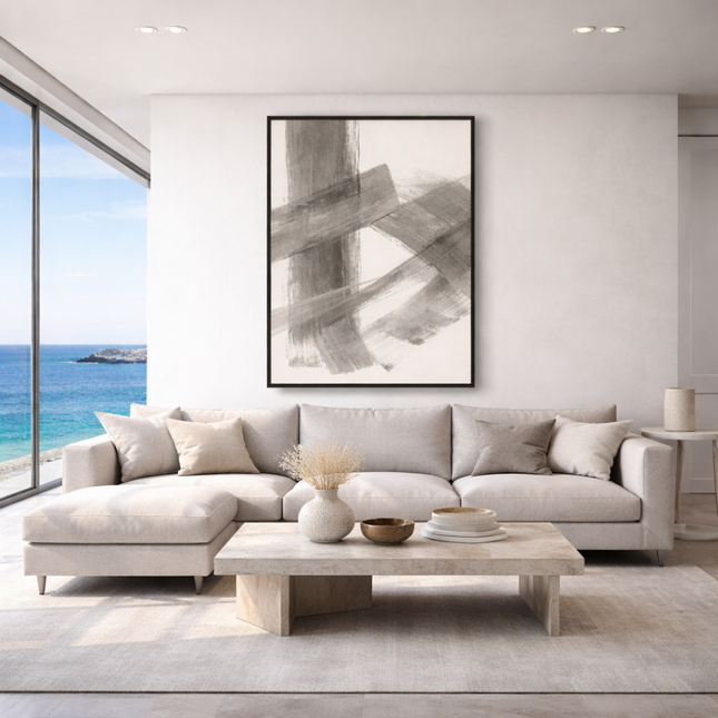 Tableau Abstrait – Trajectoire Gris