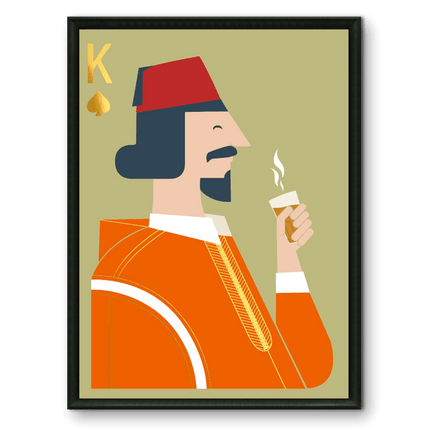 Tableau carte marocaine – Roi au Fez Vert - Kolors France