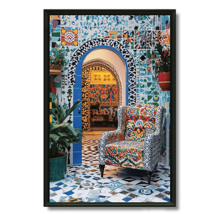 Tableau marocain – Arc coloré et fauteuil en mosaïque - Kolors France