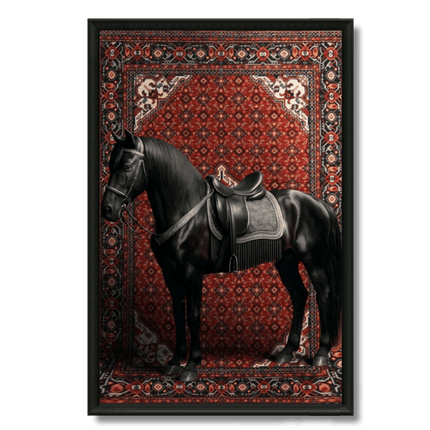 Tableau marocain – Cheval noir sur tapis rouge - Kolors France