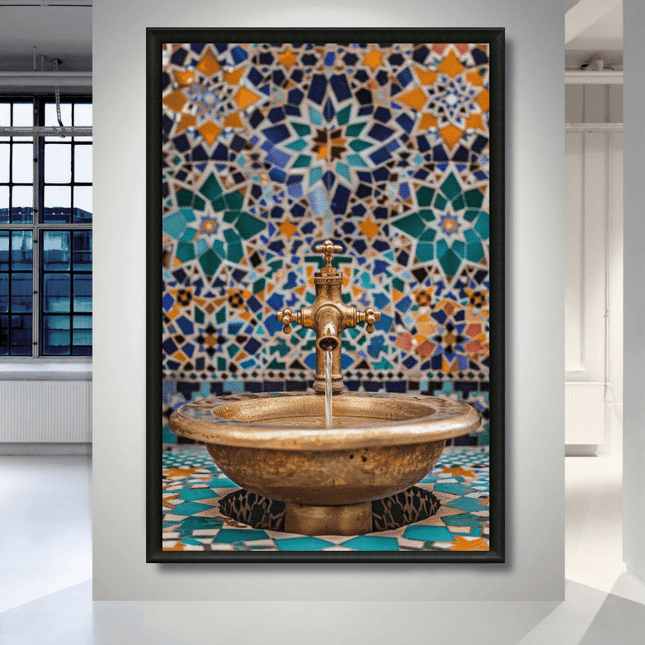 Tableau marocain – Fontaine marocaine en laiton et zellige - Kolors France