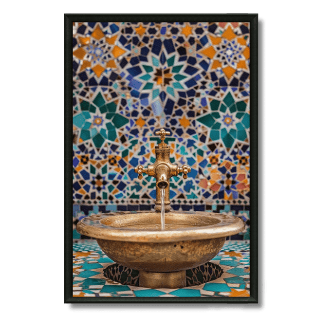 Tableau marocain – Fontaine marocaine en laiton et zellige - Kolors France