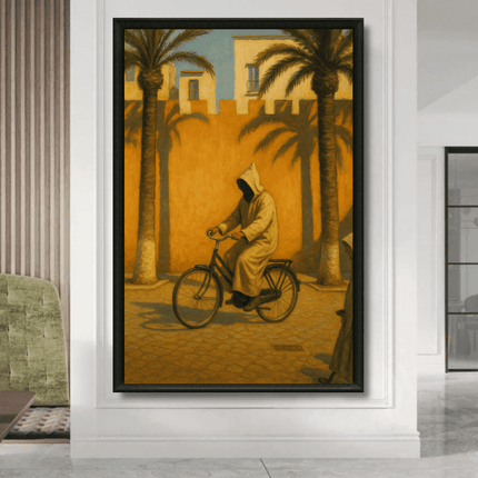 Tableau marocain – Homme en djellaba à vélo - Kolors France