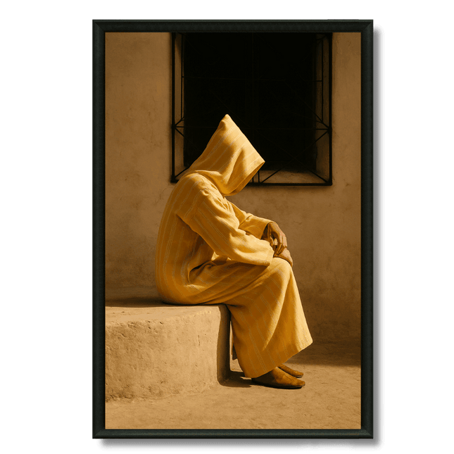 Tableau marocain – Homme en Djellaba Jaune - Kolors France