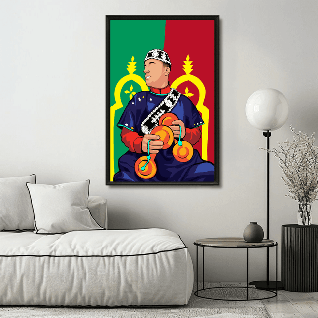 Tableau marocain – Illustration Musicien Gnawa - Kolors France