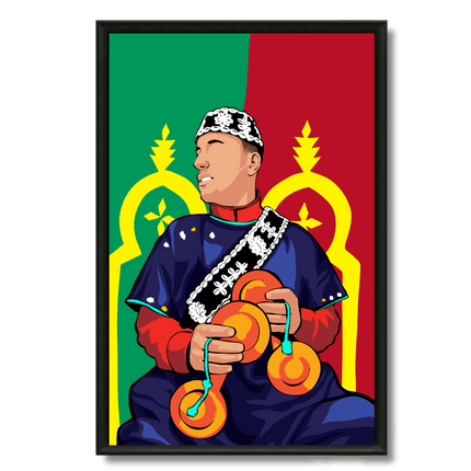 Tableau marocain – Illustration Musicien Gnawa - Kolors France