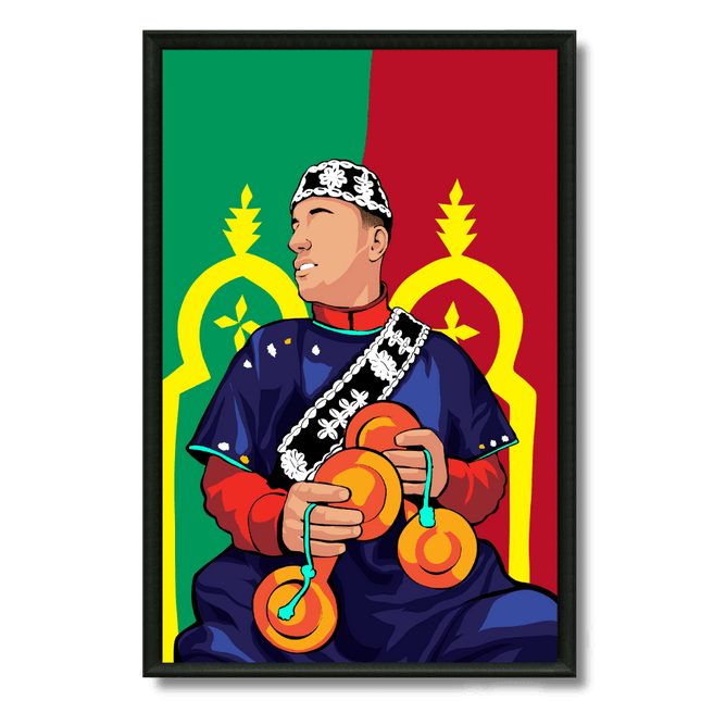 Tableau marocain – Illustration Musicien Gnawa - Kolors France