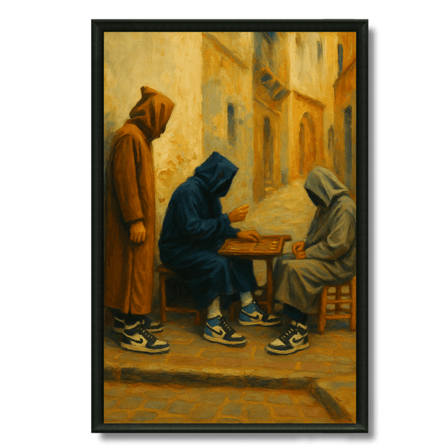 Tableau marocain – Jeu de Dame dans la Médina - Kolors France