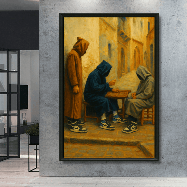 Tableau marocain – Jeu de Dame dans la Médina - Kolors France