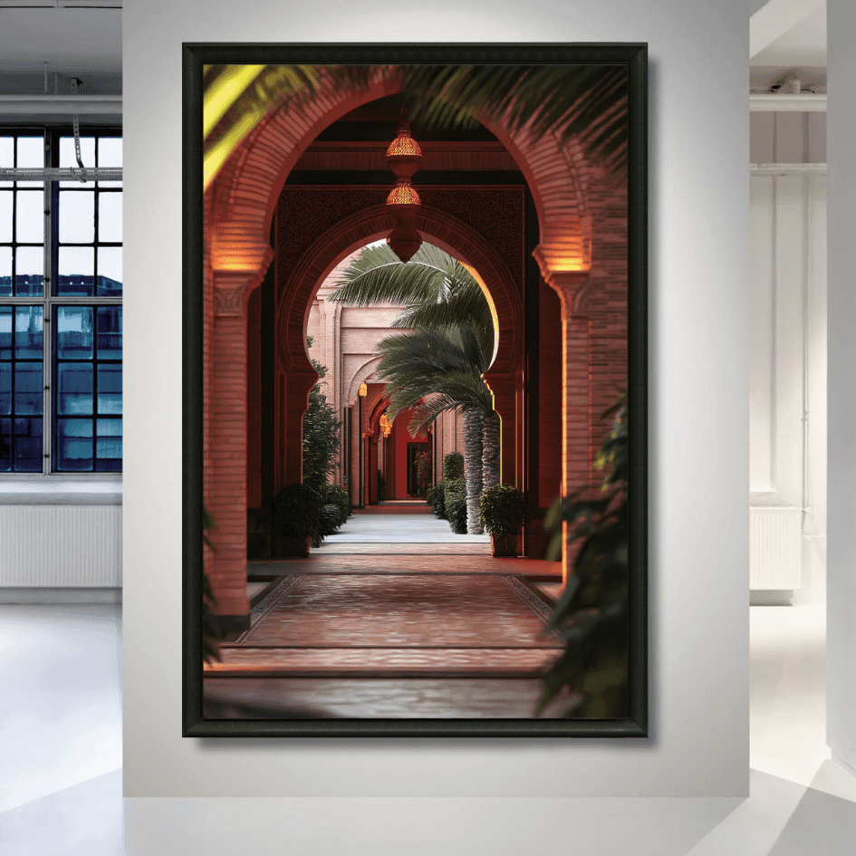 Tableau promenade rouge arches marocaines détail