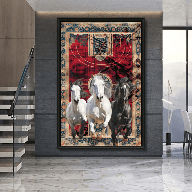 Tableau marocain – Tapis Marocain & trois chevaux - Kolors France