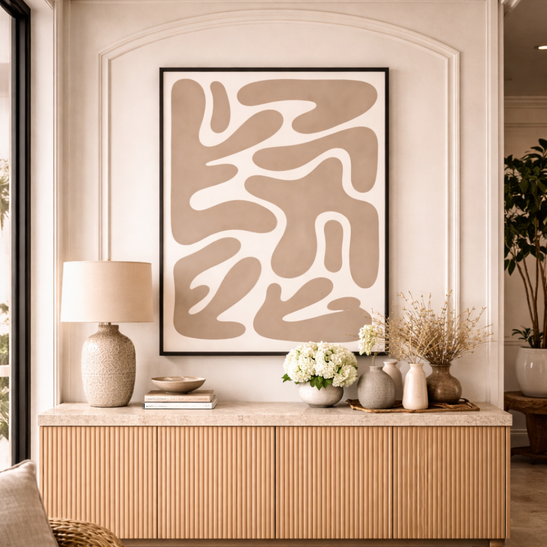 Tableau taupe géo art déco détail