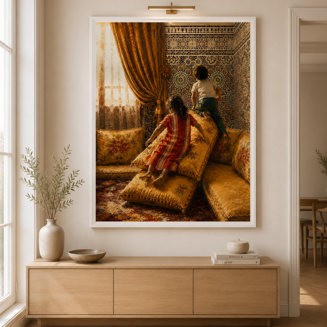 Tableau marocain – Le toboggan – XS : 30x20cm, Tableau en toile, Pas de cadre